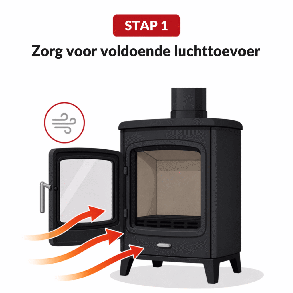 Kachel met voldoende luchttoevoer
